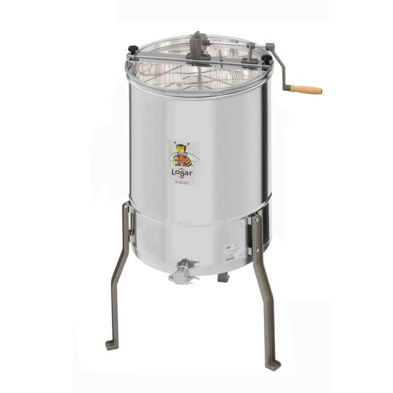 Logar 3-frame honey extractor, hand drive, max. frame 26.5 x 48 cm, kettle Ø 40 cm – Art. No. 4005