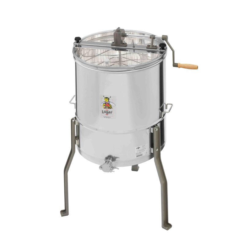 Logar 4-frame honey extractor hand drive without central shaft – 30 x 48 cm, tub Ø 52 cm (Art. No. 4108)