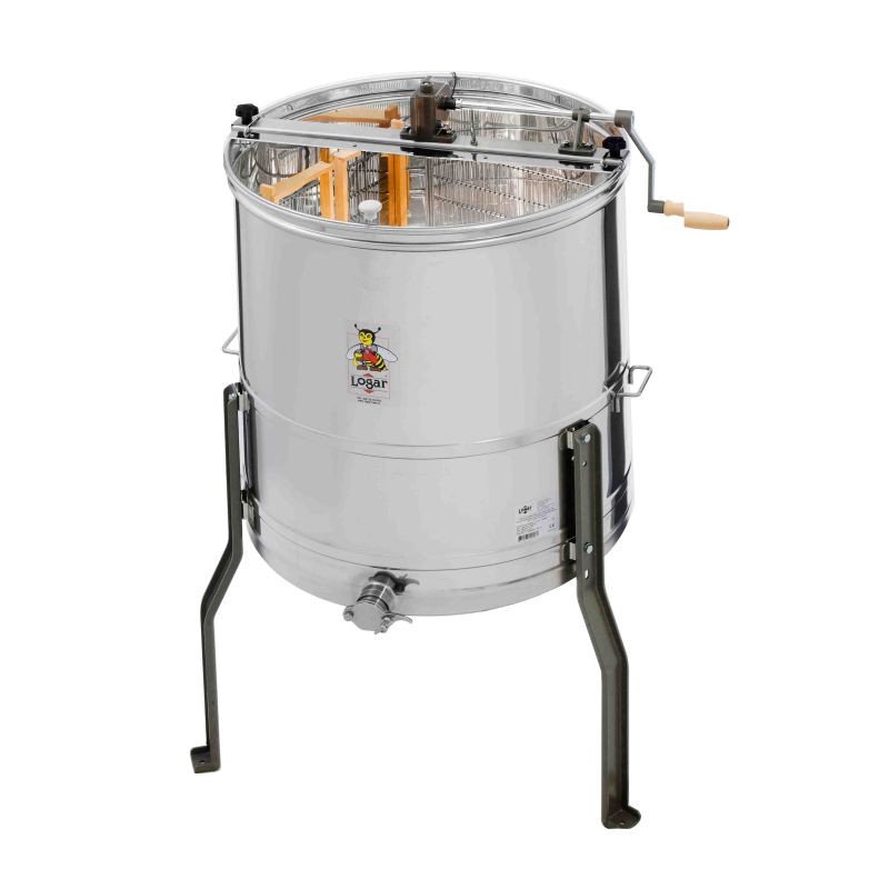 Logar 4-frame honey extractor hand drive without central axle, 37 x 48 cm, vat Ø 63 cm (Art. No. 4122)
