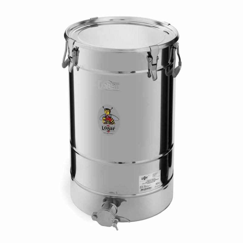 Logar Filling Tank 50 kg with Sloping Bottom, 4 Clamp Closures